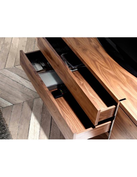 Ángel Cerdá 3045 Mueble TV de madera Nogal y acero cromado.