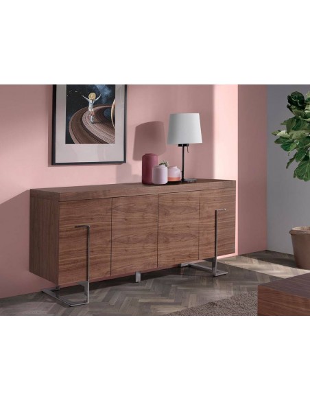 Ángel Cerdá 3221, Aparador de madera nogal y acero cromado.