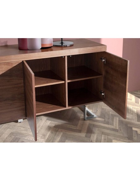 Angel Cerdá 3221,Aparador em madeira de nogueira e aço cromado.