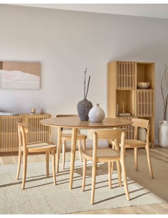 Mesa redonda extensible Oqui 120 (200) x 120, chapa de roble 2