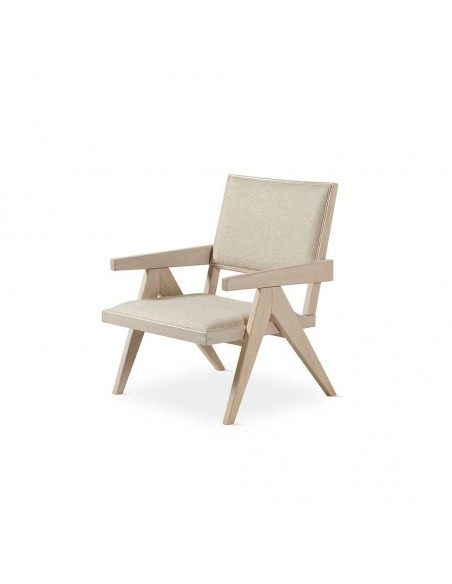 Butaca colonial PARLA, madera natural y tejido acolchado.