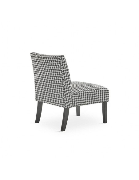 Butaca de diseño PERL, tela pata de gallo y patas de madera