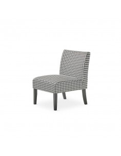 Poltrona design PERL, tecido houndstooth, pes de madeira