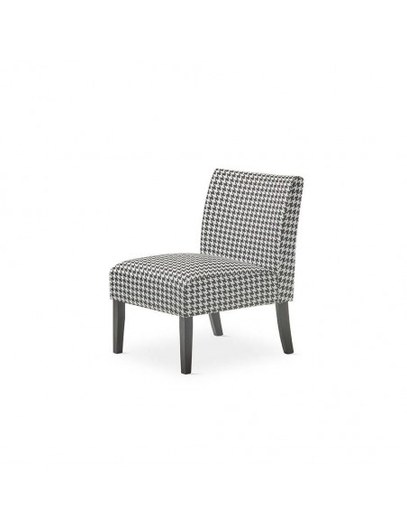 Poltrona design PERL, tecido houndstooth, pes de madeira