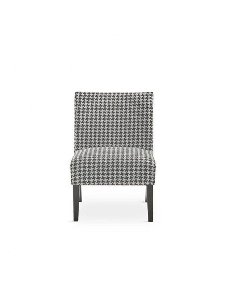 Poltrona design PERL, tecido houndstooth, pes de madeira