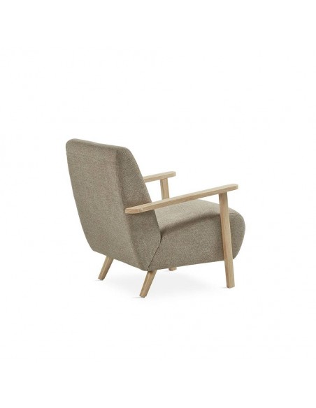 Poltrona design Meghany, tecido topo e madeira natural.