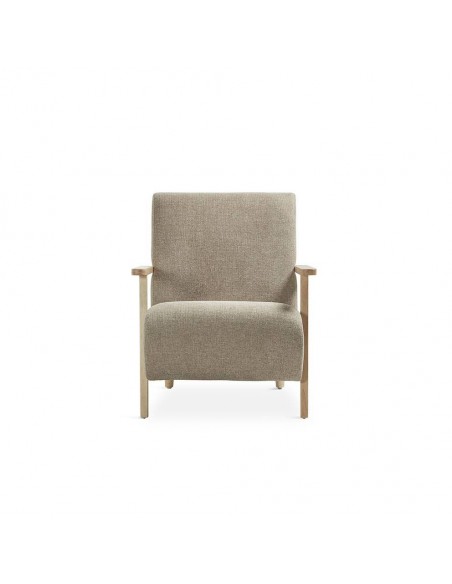 Poltrona design Meghany, tecido topo e madeira natural.