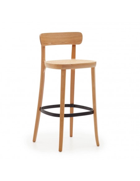 Taburete Romane 75, madera de haya y ratán