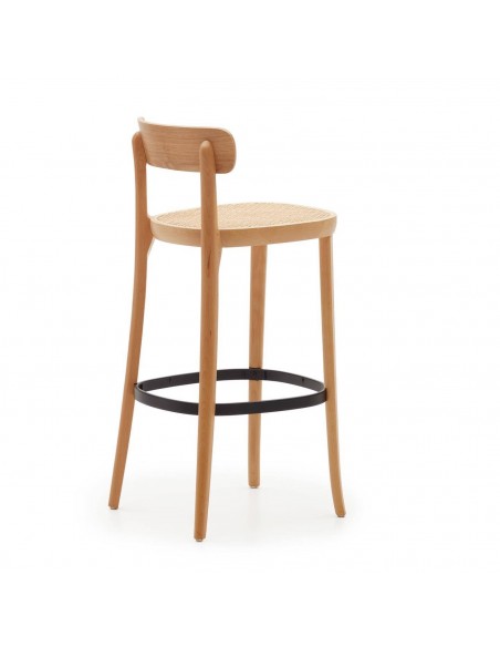 Taburete Romane 75, madera de haya y ratán