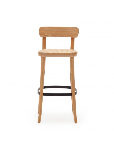 Taburete Romane 75, madera de haya y ratán