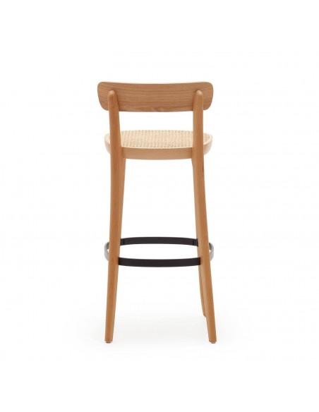 Taburete Romane 75, madera de haya y ratán