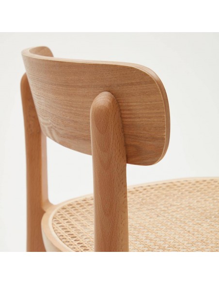 Taburete Romane 75, madera de haya y ratán