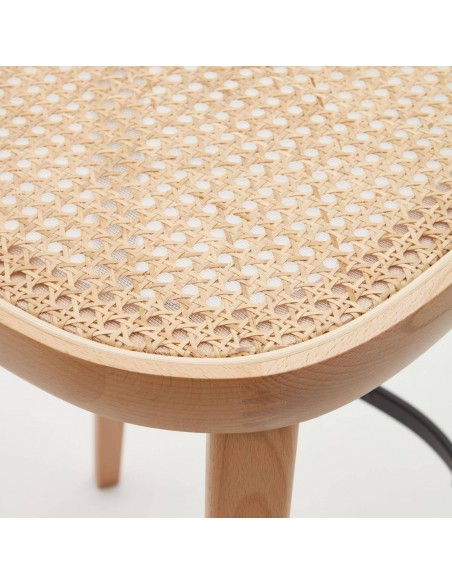 Taburete Romane 75, madera de haya y ratán