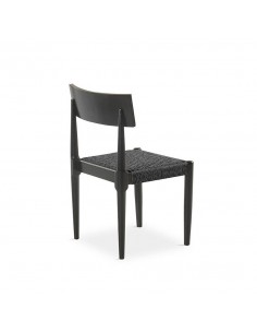 Silla de diseño Nina, madera natural y cuerda negro. 2