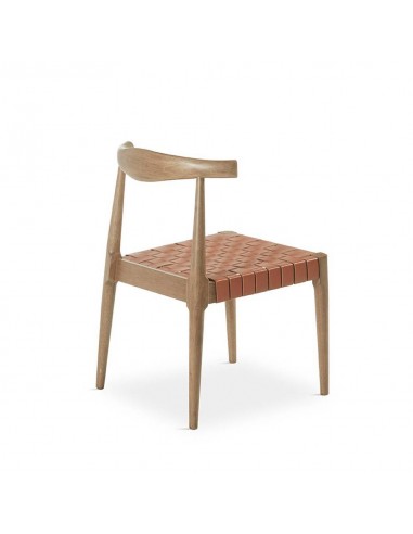 Silla de diseño CALIX, piel teja y madera...