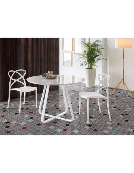 MESA redonda moderna KATI 110, blanco
