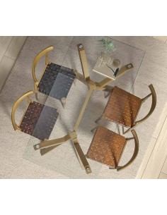 Silla de diseño CALIX, piel teja y madera acabado nogal. 2