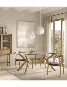 Cadeira design CALIX, couro marrom e madeira natural. 2