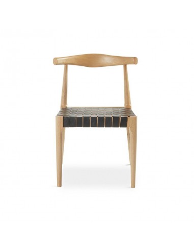 Silla de diseño CALIX de piel negro y madera...