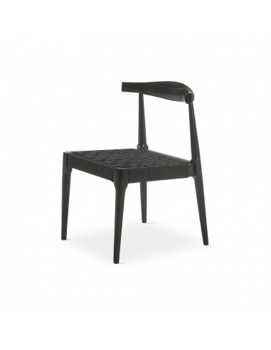 Cadeira design TIMON, madeira e corda com acabamento em preto