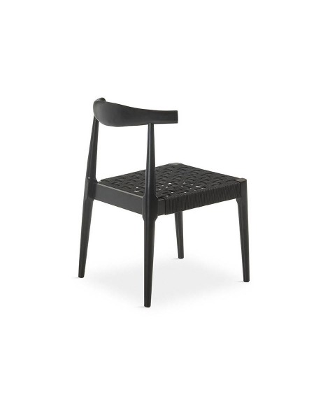 Silla de diseño TIMON, madera y cuerda acabado en negro