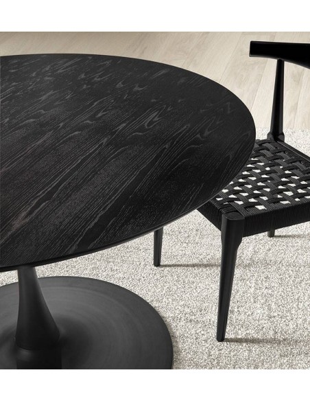 Cadeira design TIMON, madeira e corda com acabamento em preto