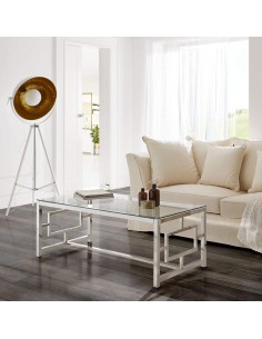 MESA DE CENTRO Geo 120, vidro, aço 2