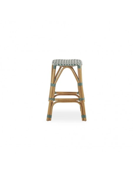 Banqueta FACTUM 66 em rattan e verde.