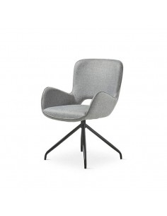 Silla giratoria de diseño SAGU, tejido gris y metal negro.