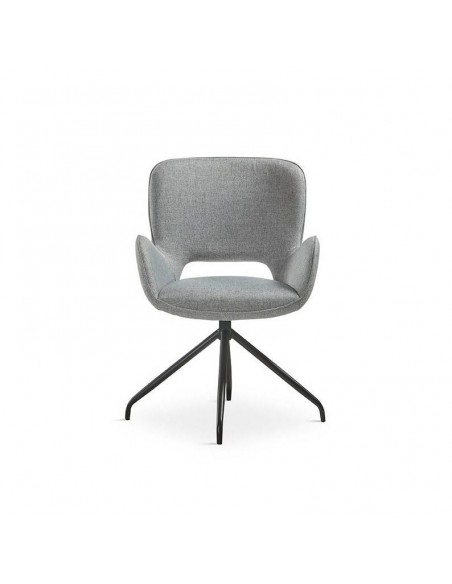 Silla giratoria de diseño SAGU, tejido gris y metal negro.