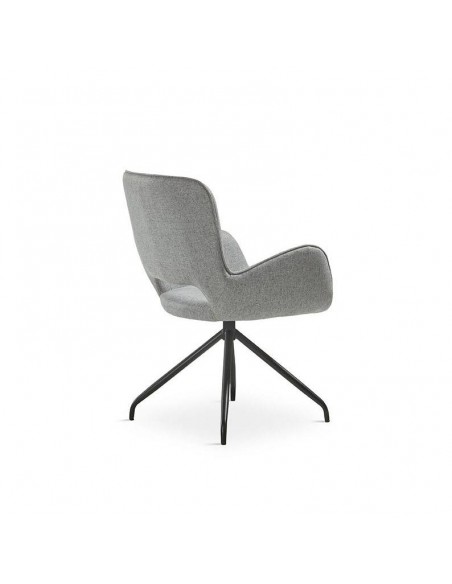 Silla giratoria de diseño SAGU, tejido gris y metal negro.