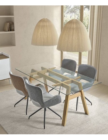 Silla giratoria de diseño SAGU, tejido gris y...