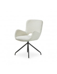 Silla giratoria de diseño SAGU, tejido chenilla blanco y...