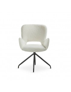 Cadeira giratória design SAGU, tecido chenilla branco e... 2