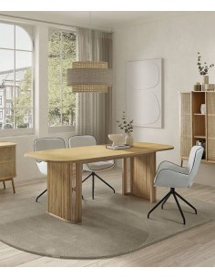 Silla giratoria de diseño SAGU, tejido chenilla blanco y... 2