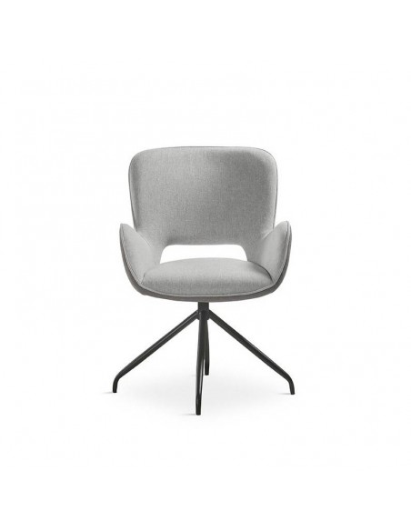 Silla giratoria de diseño SAGU, combinada cuero sintético gris y tela