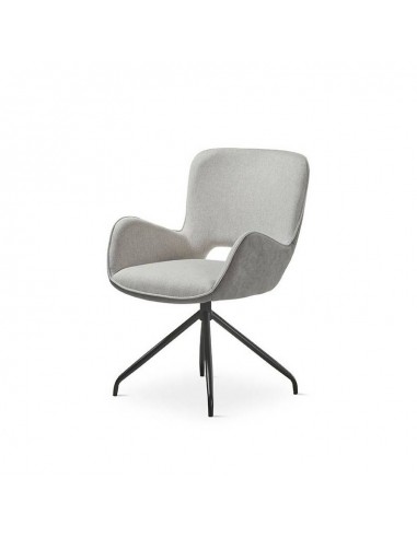 Silla giratoria de diseño SAGU, combinada cuero sintético gris y tela