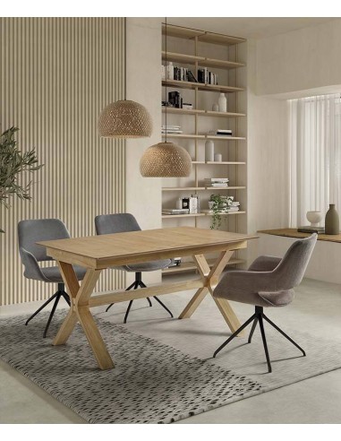 Silla giratoria con brazos SAGUE, tejido beige