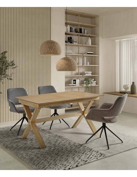 Silla giratoria con brazos SAGUE, tejido gris