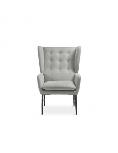 Poltrona de design TEDY, tecido cinza e metal...
