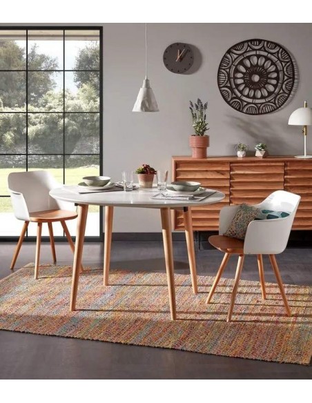 Oakland mesa extensível Oval 120 (200) X90 branco, faia