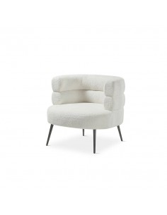Butaca Luisa de diseño, tapizado chenilla blanco