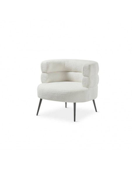 Butaca Luisa de diseño, tapizado chenilla blanco