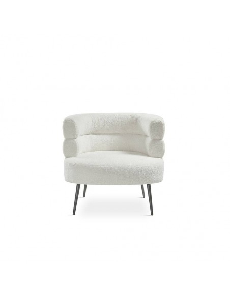 Poltrona designer Luisa, estofamento em chenille branco