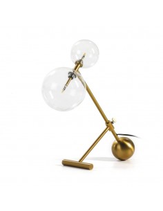 Candeeiro de mesa Seina em metal dourado e vidro.