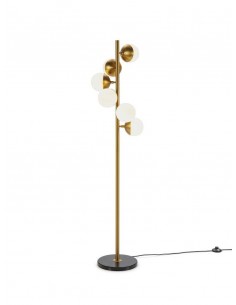 Lampara de pie de diseño BALLS, cristal blanco acero...