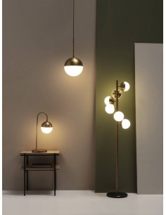 Lampara de pie de diseño BALLS, cristal blanco acero... 2
