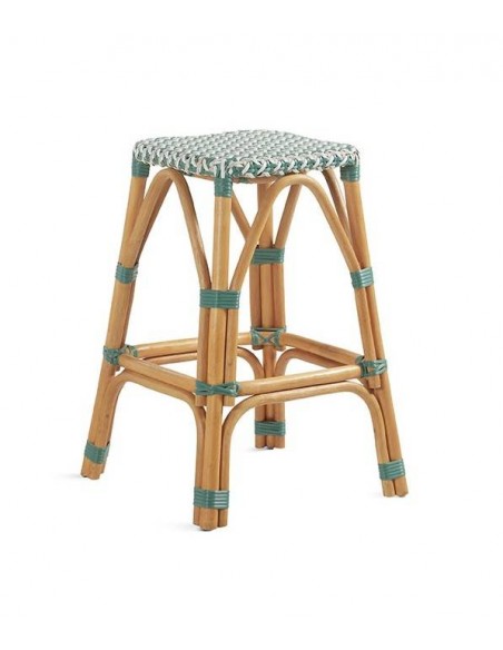 Banqueta FACTUM 66 em rattan e verde.