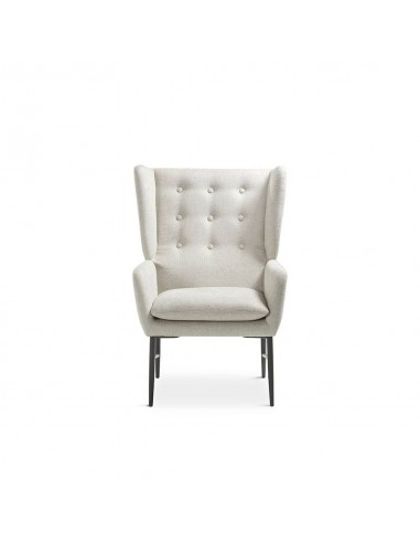 Poltrona de design TEDY, tecido beige e metal...