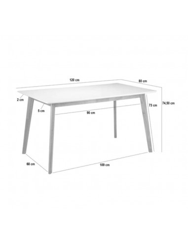 Mesa fija ALICE 120 x 80 en roble